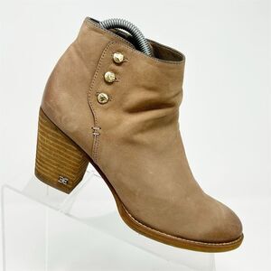 Sam Edelman Mariella Nutmeg Brown Leather Ankle Booties Size 7.5 Casual